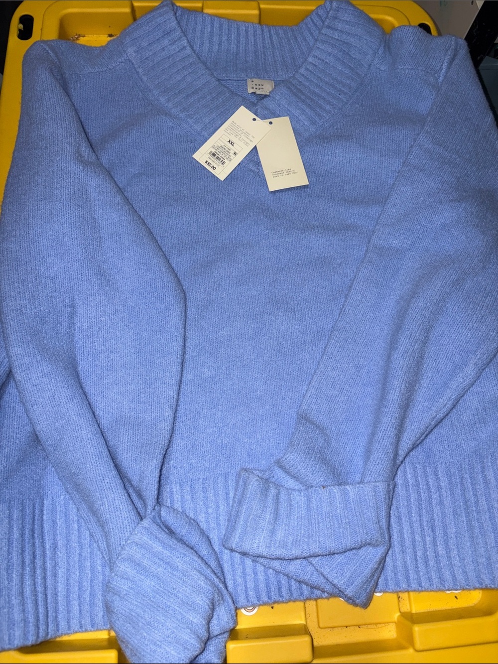 A New Day Light Blue V-Neck Sweater with Tags